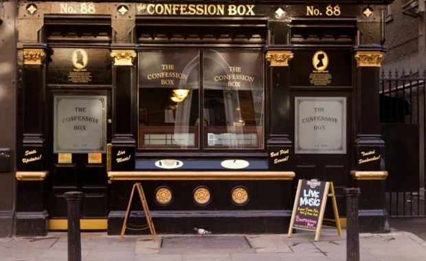 The exterior of The Confession Box 